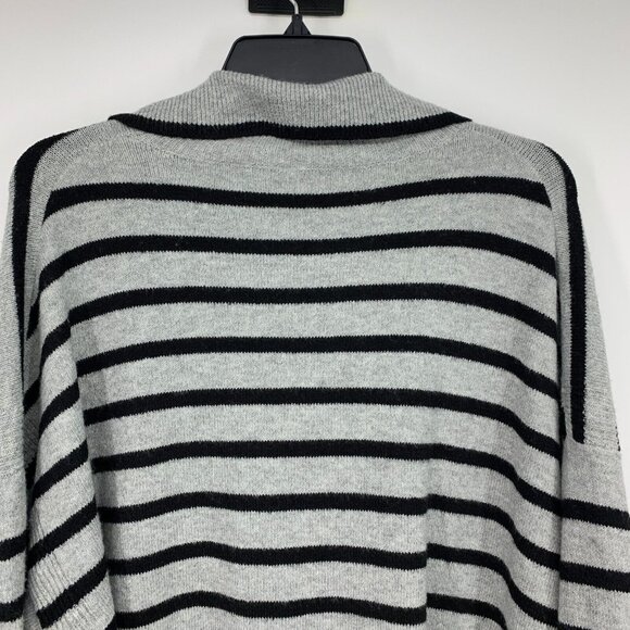 Stylus Sweater Gray Black Stripe V Neck Long Sleeve Pullover NWT - Picture 10 of 12
